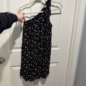 AE Black Floral One-Shoulder Dress